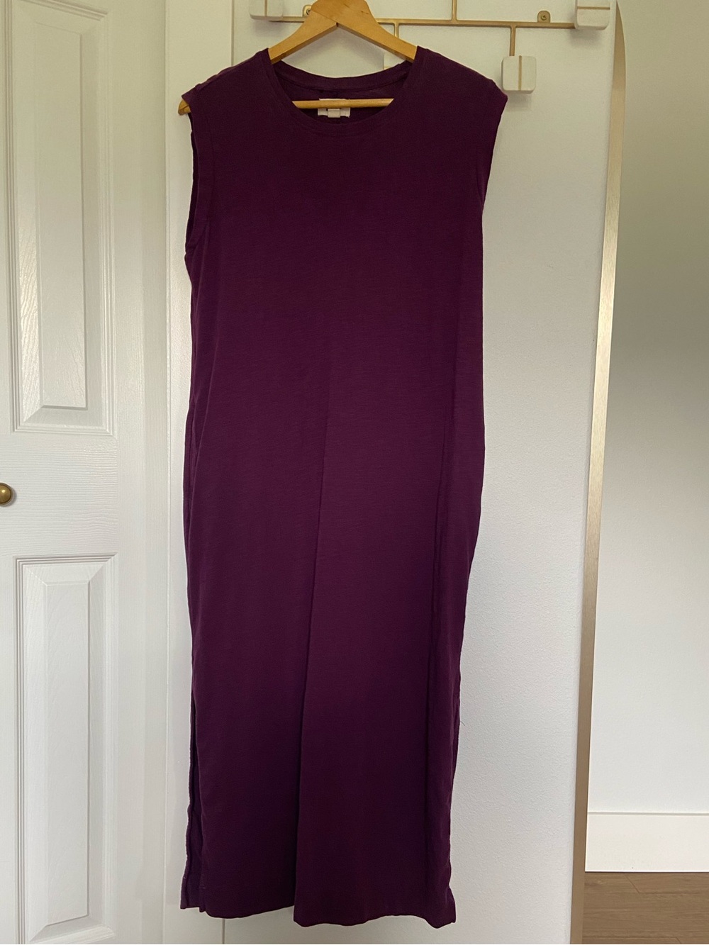 Pact Plum Tank Sleeveless Dress Pockets Side Slit L